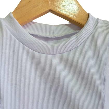 Imagem de Conjunto Jeans Infantil Meninas -Short+Cinto+Blusinha Manga Tule- Festas-Natal-Ano Novo- Manu -Unicórnio Arco iris-