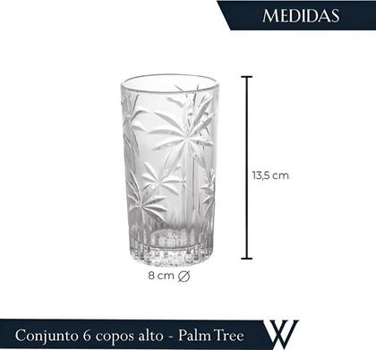 Imagem de Conjunto jogo 6 copos alto de cristal 360ml palm tree wolff 28147