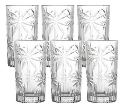 Imagem de Conjunto jogo 6 copos alto de cristal 360ml palm tree wolff 28147