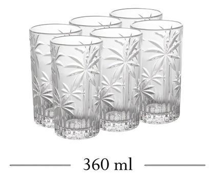 Imagem de Conjunto jogo 6 copos alto de cristal 360ml palm tree wolff 28147