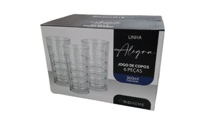 Imagem de Conjunto Jogo 6 Copos Longos 360 ML Vidro Denso de Alto Padrão