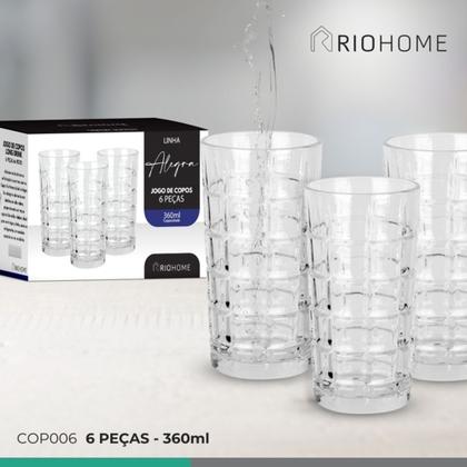 Imagem de Conjunto Jogo 6 Copos Longos 360 ML Vidro Denso de Alto Padrão