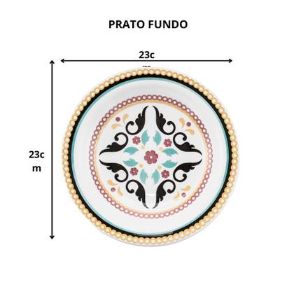 Imagem de Conjunto Jogo 6 Pratos Fundos Oxford Floreal Luiza 23cm