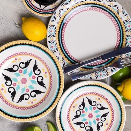 Imagem de Conjunto Jogo 6 Pratos Fundos Oxford Floreal Luiza 23cm