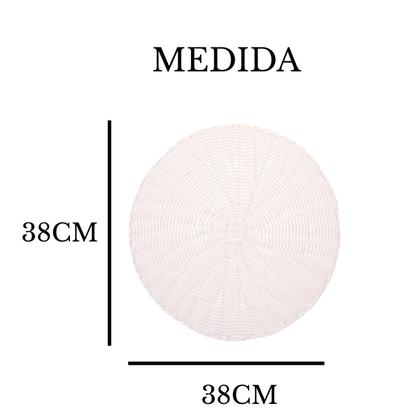 Imagem de Conjunto Jogo Americano Sousplat Redondo Rattan Branco 38Cm