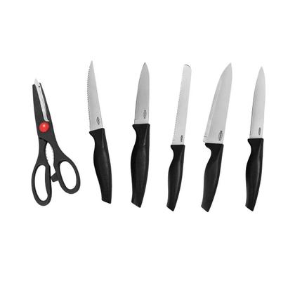 Imagem de Conjunto Jogo de facas 7 peças com cepo de Madeira Cross - Preto Brinox Ref. 2556/111