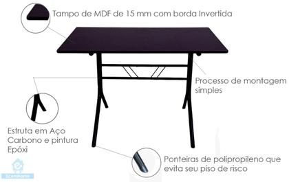 Imagem de Conjunto Jogo De Mesa 70x120 Refeitórios Lanchonetes Sorveterias Com 4 Cadeiras Iso Preta