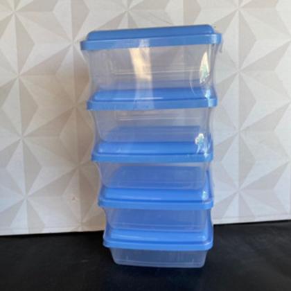 Imagem de Conjunto / jogo de pote de plástico retangular pequeno com 5 peças azul ou verde