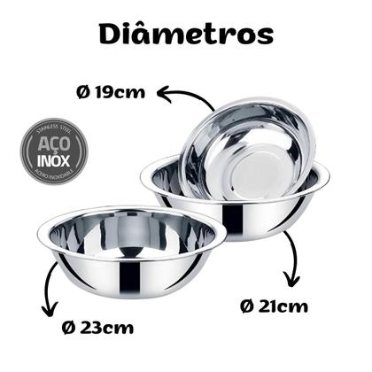Imagem de Conjunto Jogo de Tigelas Vasilhas Bowls Inox Multiuso 3 pçs