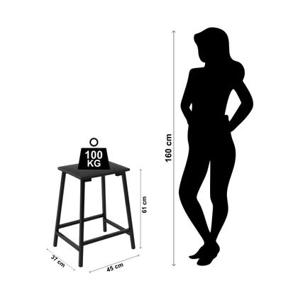 Imagem de Conjunto jogo mesa bancada gourmet ciplafe 2 banquetas stilo tubo preto fosco tampo madeira carvalho montreal 1,02m assento preto