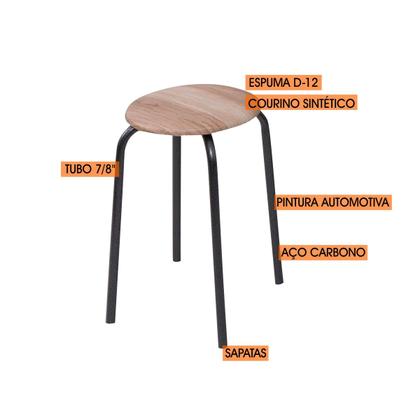 Imagem de Conjunto jogo mesa ciplafe expert dobravel 4 banquetas tubo craqueado preto tampo madeira bp carvalho 0,72m x 0,72m