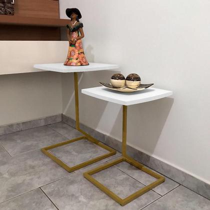 Imagem de Conjunto Jogo Mesa Tip De Canto Lateral Tampo Quadrado