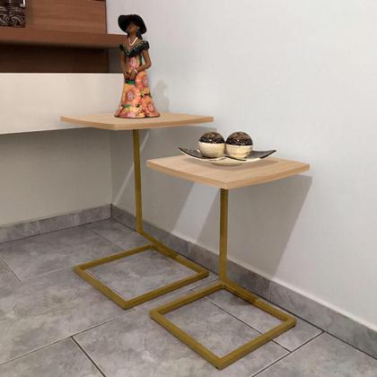 Imagem de Conjunto Jogo Mesa Tip De Canto Lateral Tampo Quadrado