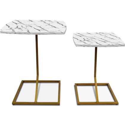 Imagem de Conjunto Jogo Mesa Tip De Canto Lateral Tampo Quadrado