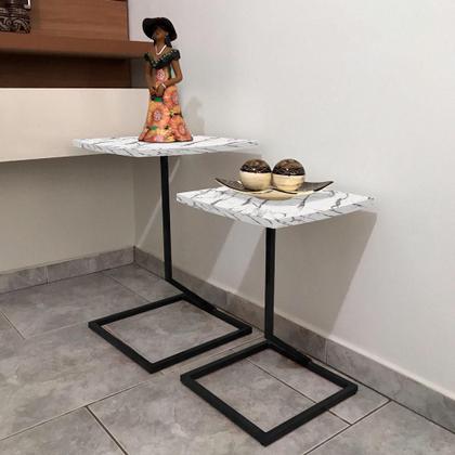 Imagem de Conjunto Jogo Mesa Tip De Canto Lateral Tampo Quadrado