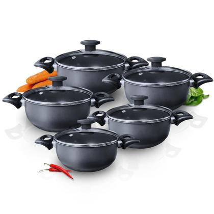 Imagem de Conjunto jogo panelas caçarola antiaderente tampa vidro