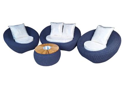Imagem de Conjunto Jogo Poltronas Com Sofá Champanheira Luxo Varanda Deck Piscina Corda Náutica Varanda Fibras