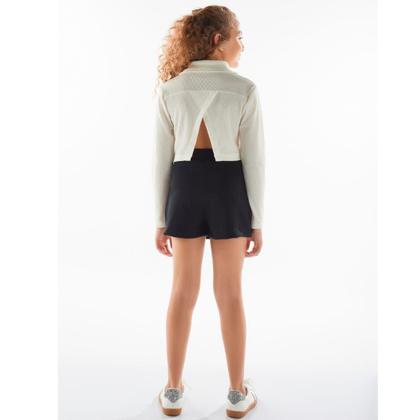 Imagem de Conjunto Juvenil Blusa laços E Short Saia Off/Preto - Menina Anjo