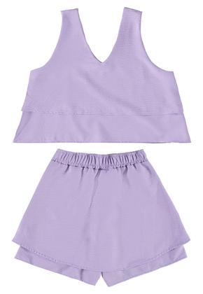 Imagem de Conjunto Juvenil Feminino com Regata Cropped e Short-Saia Gloss