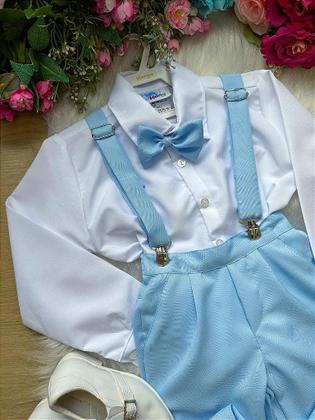 Imagem de Conjunto Kanga Social Gustavo com Suspensório Azul Bebê