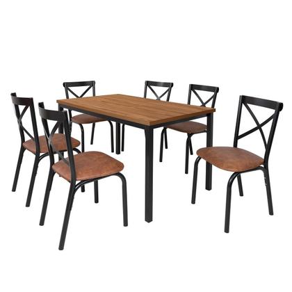 Imagem de Conjunto Karina Flex 1,36m Tampo Laminado com 6 Cadeiras