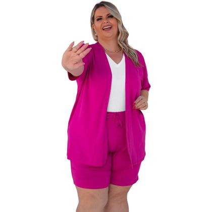 Imagem de Conjunto Kimono e Bermuda Plus size Moda Curvy Plus All Size