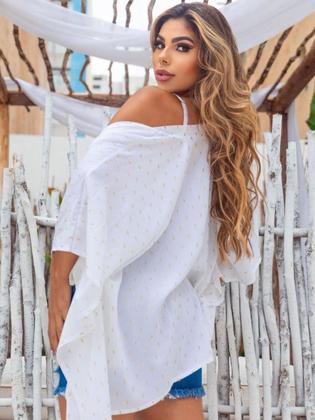 Imagem de Conjunto Kimono E Cropped Bojo Estampado Viscose Lastex