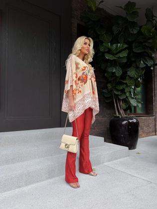 Imagem de Conjunto Kimono E Cropped Bojo Estampado Viscose Lastex