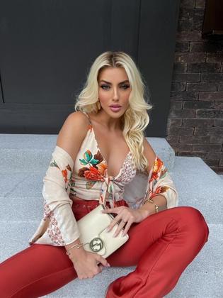 Imagem de Conjunto Kimono E Cropped Bojo Estampado Viscose Lastex