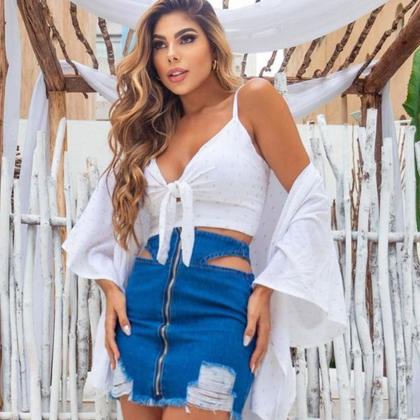 Imagem de Conjunto Kimono E Cropped Bojo Estampado Viscose Lastex