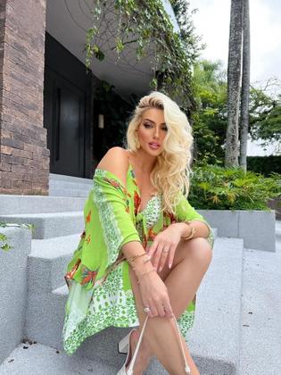 Imagem de Conjunto Kimono E Cropped Bojo Estampado Viscose Lastex