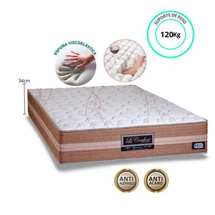 Imagem de Conjunto King Size Colchão Sankonfort Le Confort + Cama Box Baú Bipartido 193x203x76 - Linha Alta - Espuma Nasa - Maior Conforto durabilidade