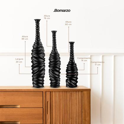 Conjunto Kit 3 Garrafas Vasos Decorativos Enfeite Ondas, Luxo Decoração - Bomarzo Design Imagem de Conjunto Kit 3 Garrafas Vasos Decorativos Enfeite Ondas, Luxo Decoração