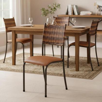 Imagem de Conjunto Kit 4 Cadeiras Cozinha Jantar Almofadada Sisal