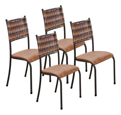 Imagem de Conjunto Kit 4 Cadeiras Cozinha Jantar Almofadada Sisal