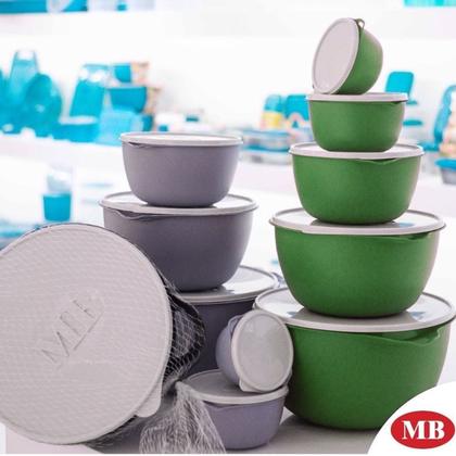 Imagem de Conjunto Kit 5 Potes Organizadores Bowls Tampa Transparente Plástico Livre BPA Verde