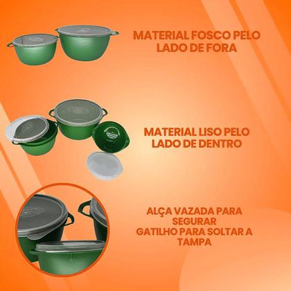 Imagem de Conjunto Kit 5 Potes Organizadores Bowls Tampa Transparente Plástico Livre BPA Verde