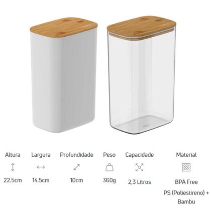 Imagem de Conjunto Kit 6 Potes Hermético Keep Mantimento Retangular Ou