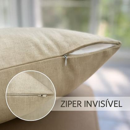 Imagem de Conjunto kit Capa de Almofada Linho Premium Sofa Sala Quarto Decorativa Ziper Invisivel 45x45 Cinza Claro
