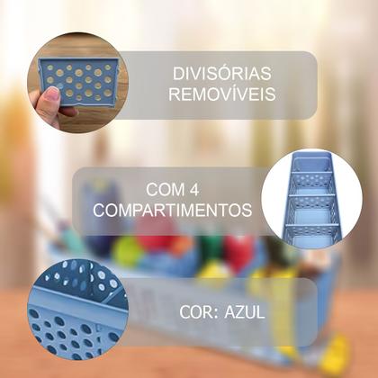 Imagem de Conjunto Kit Com 3 Cestos Pequeno Multiuso Organizador 3 Divisórias Design Vazado Moderno