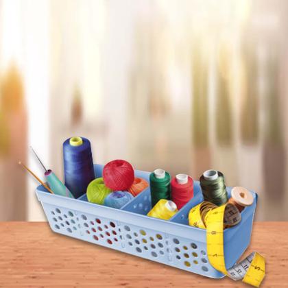 Imagem de Conjunto Kit Com 3 Cestos Pequeno Multiuso Organizador 3 Divisórias Design Vazado Moderno