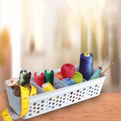 Imagem de Conjunto Kit Com 3 Cestos Pequeno Multiuso Organizador 3 Divisórias Design Vazado Moderno