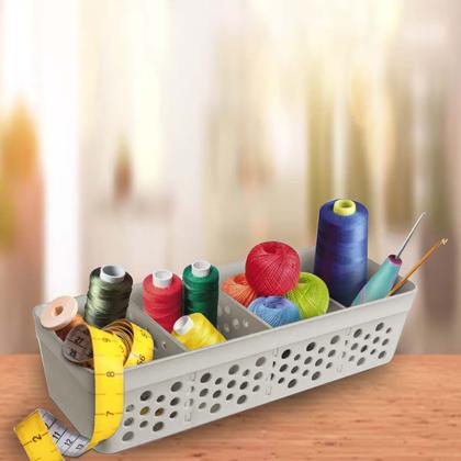 Imagem de Conjunto Kit Com 3 Cestos Pequeno Multiuso Organizador 3 Divisórias Design Vazado Moderno