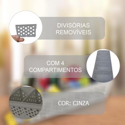 Imagem de Conjunto Kit Com 3 Cestos Pequeno Multiuso Organizador 3 Divisórias Design Vazado Moderno