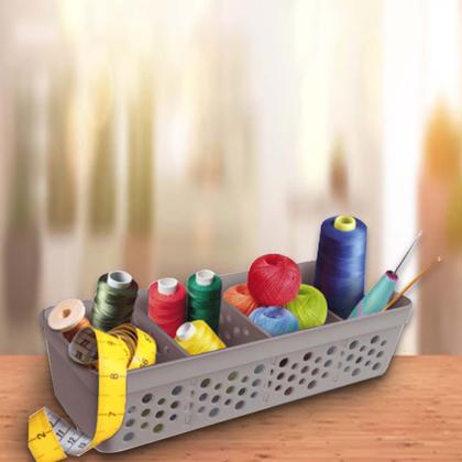 Imagem de Conjunto Kit Com 3 Cestos Pequeno Multiuso Organizador 3 Divisórias Design Vazado Moderno