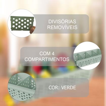 Imagem de Conjunto Kit Com 3 Cestos Pequeno Multiuso Organizador 3 Divisórias Design Vazado Moderno