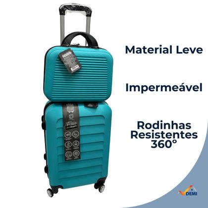 Imagem de Conjunto Kit com 3 Malas de Viagem Jogo de Bordo em Plástico 23kg, 10kg e Frasqueira 14"