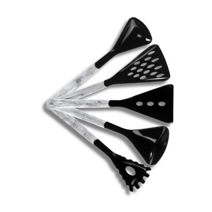 Imagem de Conjunto Kit Cozinha 5 Peças Branco Mescla E Preto Em Nylon