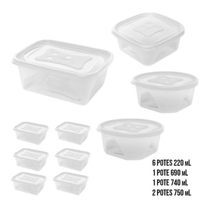 Imagem de Conjunto Kit De 10 Potes Com Tampa Para Marmita E Alimentos