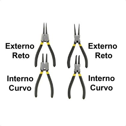 Imagem de Conjunto Kit de Alicates Para Anéis Interno Externo 7 Pols